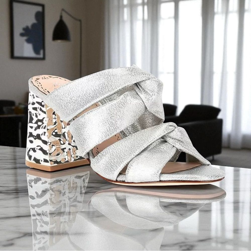 Muse by Marchesa IRIS KnottecMetallic Dress Slide Sandals